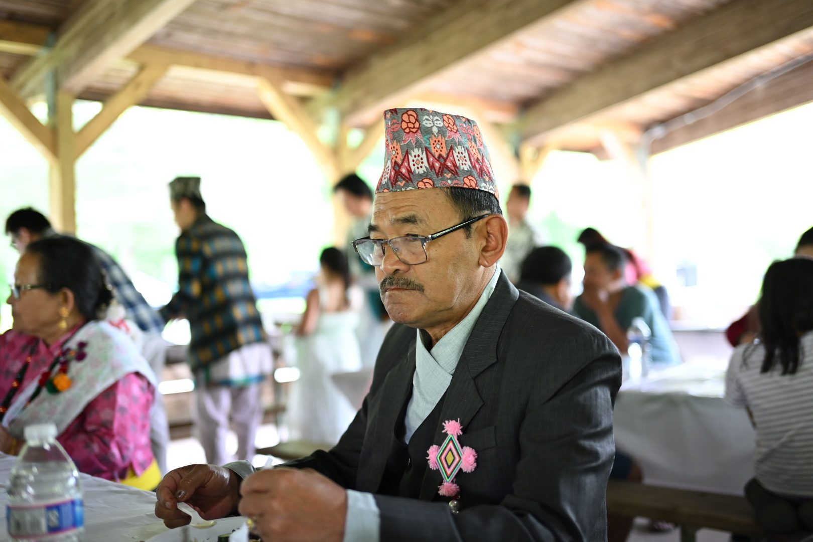 Community elder wearing traditional Nepali attire